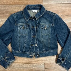 ANN TAYLOR LOFT Cropped Mid Wash Denim Jacket | Women’s Size 4 (small)